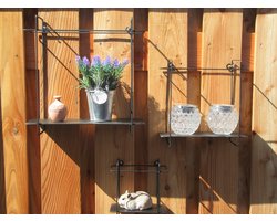 Plantenrek - Bloemenrek - Tuindecoratie - Fotolijstplank - Ophangrekje voor binnen en buiten - 3 Delig - Zwart