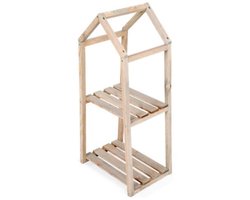 Plantenrek houten etagère 2 lagen 76 cm multicolor plantentafel.