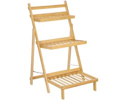 Plantenrek van bamboe hout - Plantentrap - Bloemenrek - Plantenetagere 3 etages - Staand planten en bloemen rek