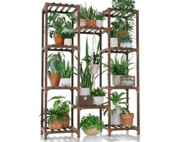 Plantenrek voor Binnen en Buiten - Hangend Plantenrek voor Meerdere Planten - Houten Bloemenrek - Hoog, Groot Plantenhouder voor Woonkamer, Patio, Balkon en Tuin Decoratie