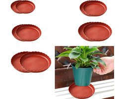 Plantenschotels — 8-delige set bloempotonderzetters — Verdikte potonderzetters — Rood (Buitendiameter: 19 cm)