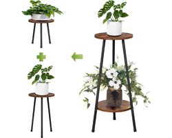 Plantenstandaard 2 niveaus - houten bloemenstandaard voor binnen - plantenplank multifunctioneel - woonkamer balkon tuin terras kantoor (ontworpen -Plantenstandaard voor binnen hoog
