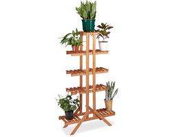 plantenstandaard - 5 etages - hout - binnen - 142,5x83x28,5 cm - lichtbruin