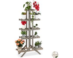 plantenstandaard 5 etages - hout - binnen - 142x83x25 cm - grijs