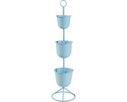 Plantenstandaard Alphen 3 bloempotten 110x28 cm lichtblauw [en.casa]