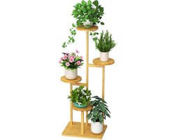 Plantenstandaard Bamboe met 5 Etages voor Binnen en Buiten - Plantenrek voor 6 Planten