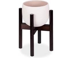 plantenstandaard bamboe - verstelbaar - bloempotten tot 32 cm - 35,5 cm hoog - bruin