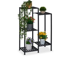 plantenstandaard binnen - 5 plateaus - metaal - zwart