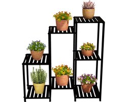 Plantenstandaard binnen - 7 plateaus - metaal - zwart