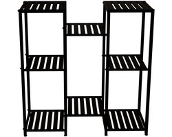plantenstandaard binnen - 8 plateaus - metaal - zwart