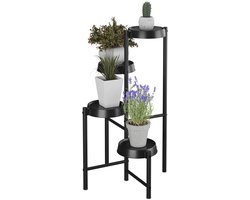 plantenstandaard binnen - 81 x 48 x 49 cm - 4 etages - metaal - kunststof - zwart