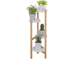 plantenstandaard binnen - 85 x 32 x 33 cm - 4 etages - bamboe - kunststof