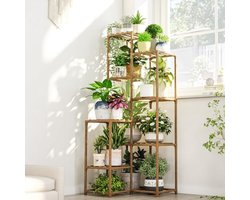 Plantenstandaard Binnen Buiten Hoek Plantenrek 139 cm Hoge Plantentafel Houten Plantenstandaard voor Meerdere Planten Terras Balkon Tuin Kantoor Woondecor