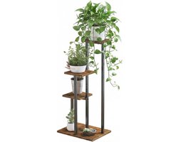 Plantenstandaard Binnen - Meerlaags Plantenrek - Planten Presenteren - Verspringend Ontwerp - 3 Niveaus - Bruin