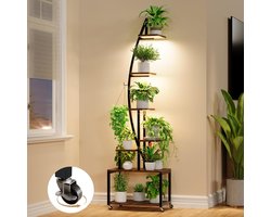 Plantenstandaard - Bloemenrek - Planten Presenteren - Met Groeilamp - 165 cm Hoog - Hout Metaal