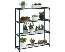 Plantenstandaard-bloemenstandaard-plantenrek - 4 planken - 89 cm x 28 cm x 107 cm - donkergroen