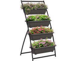 Plantenstandaard-bloemenstandaard-plantenrek - stapelbaar - weerbestendig - 76 cm x 79 cm x 162 cm - bruin