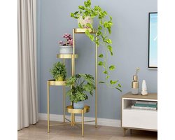 Plantenstandaard - Bloempot rek - Decoratie binnen - Opvouwbaar ontwerp - 90 cm hoogte - Goud
