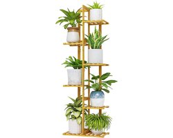 Plantenstandaard hoog - 6 niveaus bamboe - voor binnen en buiten