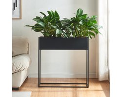 Plantenstandaard Joensuu 80x80x25 cm staal zwart [en.casa]