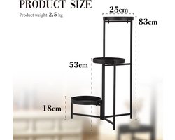 Plantenstandaard met 3 verdiepingen, van metaal, bloempot, standaard, decoratieve bloementrappen, modern, robuust, opvouwbaar, voor slaapkamer, hal, balkon (zwart)