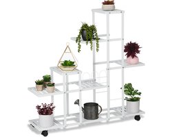 plantenstandaard - met wielen en rem - 9 plateaus - 91,5 x 93 x 26 cm - binnen