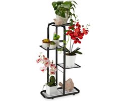 plantenstandaard metaal - 4 etages - binnen - buiten - 81x44x24,5 cm - zwart