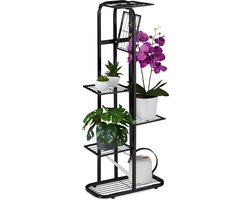 plantenstandaard metaal - 6 etages - binnen - buiten - 107x44x24 cm - zwart