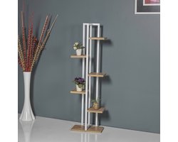 Plantenstandaard Tohmajärvi 120x34x21cm wit en walnootkleurig