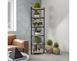 Plantenstandaard Ulfborg 160x30x30 cm houtkleurig en zwart