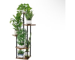 Plantenstandaard van Hout en Metaal – 5-laags Plantenrek voor Woonkamer, Balkon en Kantoor, Stevig en Ruimtebesparend, Modern Design voor Planten en Decoratie