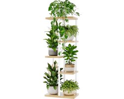Plantenstandaard voor binnen, 5 lagen, metalen plantenplanken, witte plantenhouder, groot plantenrek voor meerdere planten in potten, geschikt voor patio, tuin, hoek, balkon en woonkamer