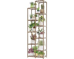 Plantenstandaard voor binnen en buiten met meerdere niveaus - Houten plantenplank voor tuin en woonkamer - Bloemenstandaards met 11 banden - Hoog houten plantendisplayhouder voor hoek