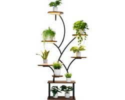 Plantenstandaard voor Binnen met Geïntegreerde Kweeklampen, 62-Inch Hoge Metalen Plank met 8 Niveaus, Boomvormig Displayrek met Verstelbare Timer En Helderheid voor Woonkamer- Of Balkondecoratie