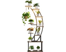 Plantenstandaard voor Binnen Met Kweeklampen, 63-Inch Hoge Plank met 9 Niveaus, Metalen Hoekplantenhouder, Verstelbare Timer En Helderheid, Gebogen Bloemenrek voor Woonkamer Of Balkon