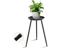 Plantenstandaard voor binnen - Robuuste metalen hoge plantenhouder 50 cm hoog - Ronde bijzettafel voor moderne woondecoratie - Ideaal voor bloempotten - Kleur: zwart