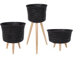 Plantenstandaard zwart - Bloempot op poten - Handed By - Set van 3 - aanbieding