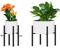 Plantenstandaard, zwart, verstelbaar, bloemenstandaard voor binnen, plantenstandaard van metaal, verstelbare bloempotstandaard voor binnen en buiten (instelbreedte 24 - 36 cm)