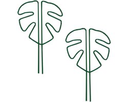 Plantenstandaards - 2 Stuks - Monstera Plantenstandaards - Ondersteunen - Metaal - Steunen voor Klimplantenstengels - Geschikt voor Monstera en Kamerplanten - 28×15cm - Groen