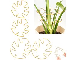Plantenstandaards - 4 stuks - Monstera plantenstandaards - 2 maten - Plantensteun - Plantenstamstandaards - plantenring - klim en geleide artikel - Plantenstok - Plantenkooien - Steel houder - voor Monstera, Pothos en Meer - Goud