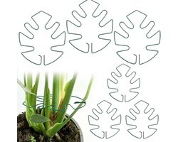 Plantenstandaards - 6 Stuks - Monstera Plantenstandaards - Plantenstamstandaards - Monstera Bladvorm - Steunen voor Klimplantenstengels - Stabilisator - Monstera Plantenstabiliserende Standaards - Geschikt voor Monstera en Kamerplanten - Groen