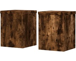 Plantenstandaards - Bloemenstandaard Plantenrek - Planten Presenteren - Bewerkt Hout Materiaal - 15x15x20 cm - Gerookt Eiken