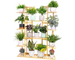 Plantenstandaards van bamboe voor binnen en buiten - gelaagde ladderplank voor planten - hoek- en tuinrekken - plantenpotstandaard voor tuin, balkon en woonkamer