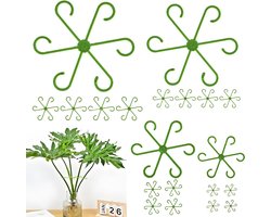 Plantenstengelsteunen - 16 stuks - 4 maten - 4 stuks van elke maat - Groen - Plantensteunen voor binnen - Hoge plantensteunen - Monstera plantensteunen - Plantenbevestigingshaken - Geschikt voor binnentuinen