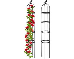 Plantensteun 188x30 cm voor klimplanten - Decoratieve vogel metaal vrijstaand zwart - Set van 2 plantensteun halfronde