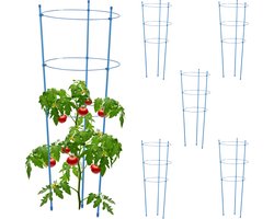 Plantensteun 76 cm hoog met 3 verstelbare ringen - cirkel blauw - set van 6 plantensteun halfronde