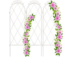 plantensteun klimplanten - 3 rekken - elk 92 x 27,5 cm - voor in grond - wit