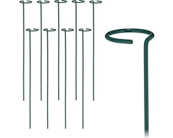plantensteun met open ring - set van 10 - metaal - 60 cm - groen