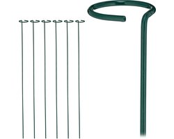 Plantensteun met ring - set van 6 - plantenstok metaal - 80 cm