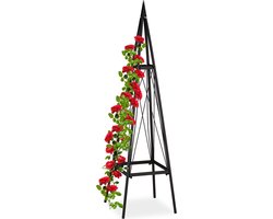 plantensteun metaal - piramide - 132 cm hoog - weerbestendig - tuin - zwart